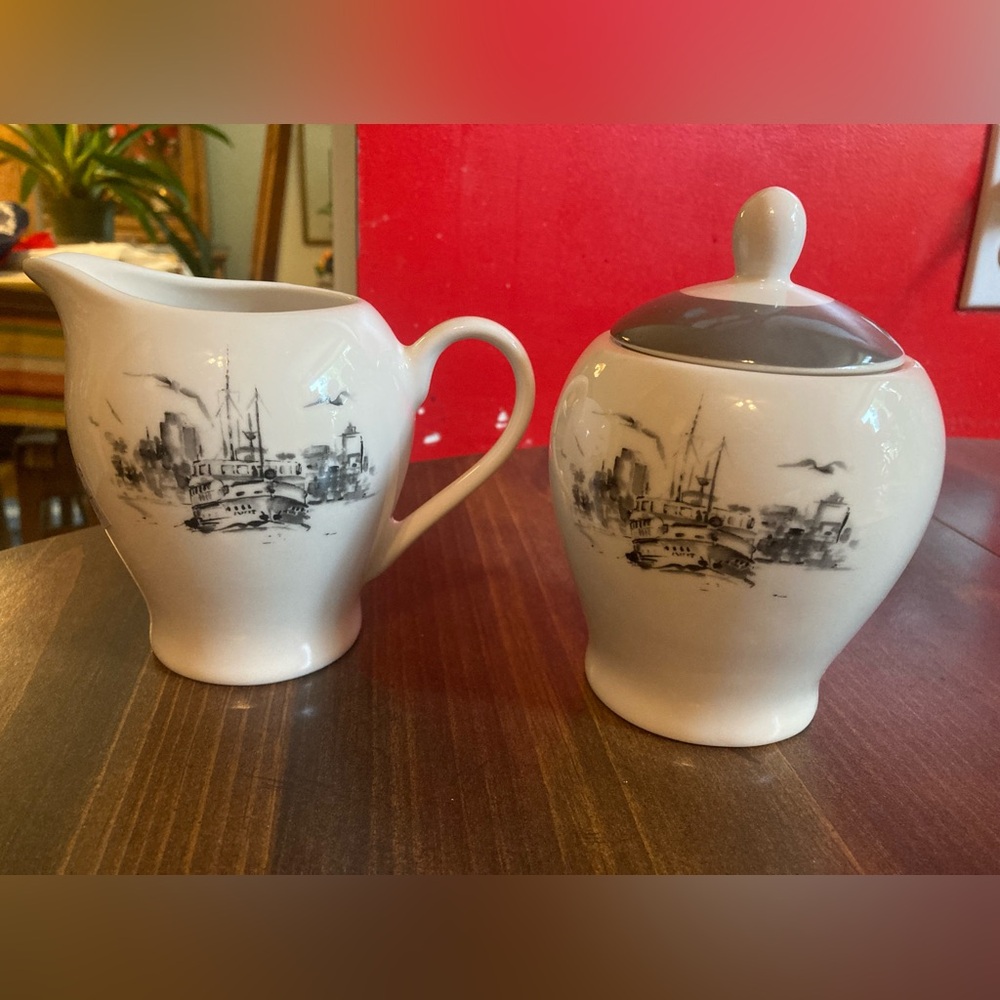 Pierre Cardin porcelain nautical creamer and sugar set